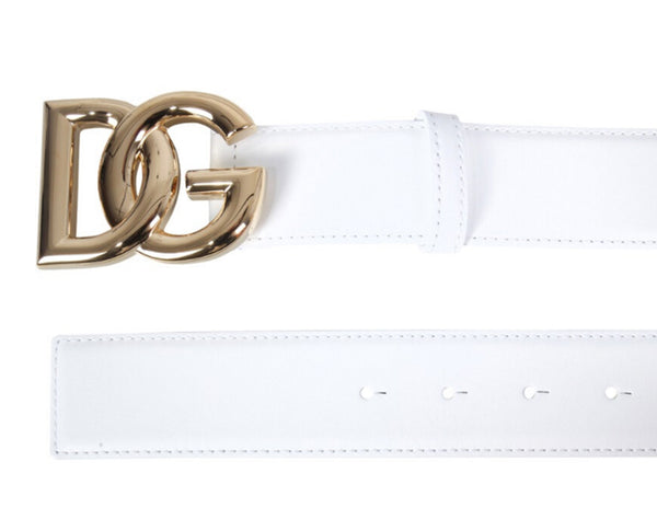 Dolce & Gabbana SS22 Belt LEATHER BELT WHITE BE1446_AW57680002