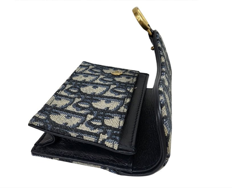 Dior S5611CTZQ M928 Oblique Saddle Flap Card Wallet Blue Multi Wallet / TEO
