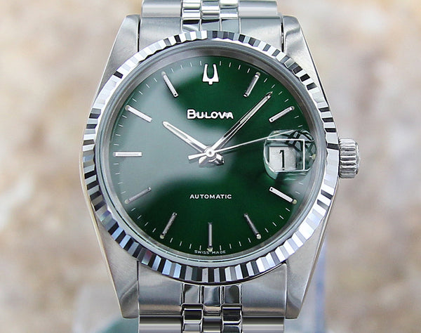 Bulova Date Calendar 1980s Vintage Auto Men's 36mm Watch