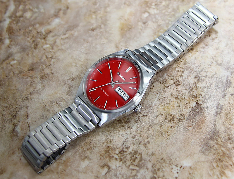 Red 1970's Bulova N9 Swiss Made Men's Watch