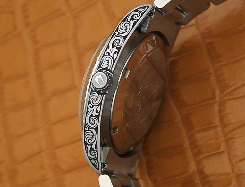 Bulova Super Seville Carved Men's Watch - Black Dial