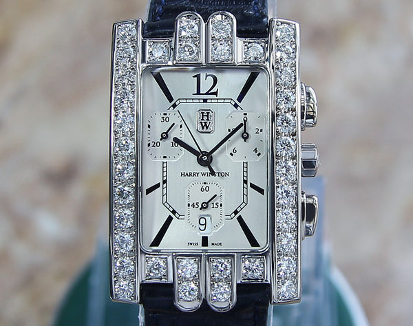 Harry Winston Avenue Diamond 18k White Gold Large Investment Grade Watch