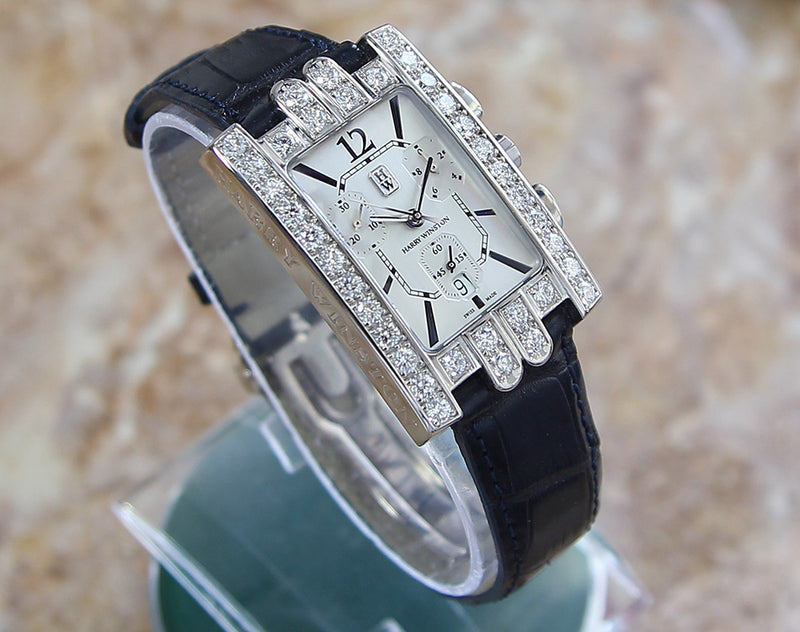 Harry Winston Avenue Diamond 18k White Gold Large Investment Grade Watch