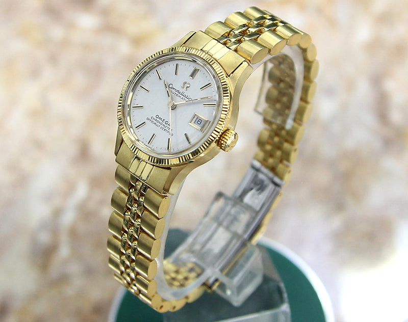 Omega Constellation 25mm Ladies 18k Gold Bezel SS 1965 Watch