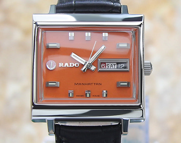 Rado Manhattan Swiss Mens 35mm Vintage 1970 SS Auto Watch