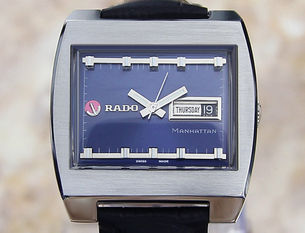 Rado Manhattan 1970 Swiss Vintage Rare SS Auto 38mm Watch